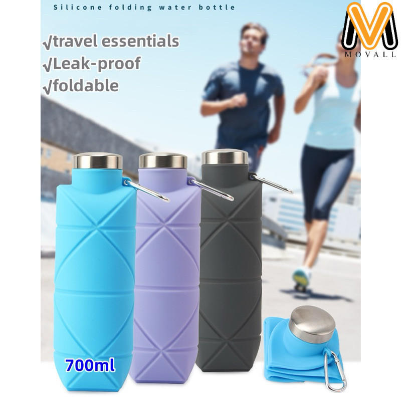 Movall Collapsible Travel Bottles Sport Folding Drinking Sports Silicone Foldable Water Bottle