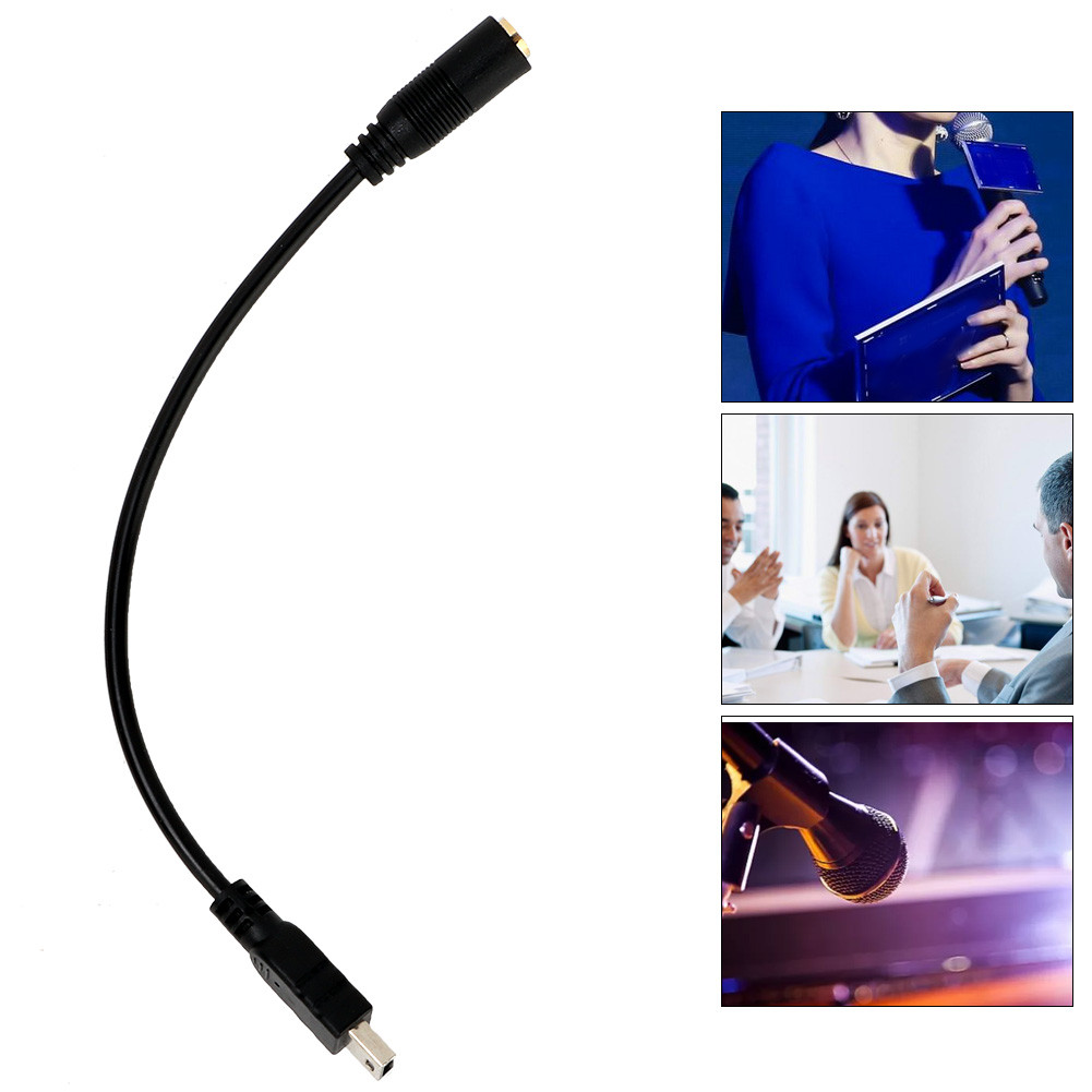 Mini USB to 3.5mm Three Pole Audio Jack Microphone Adapter Cable Camera ...