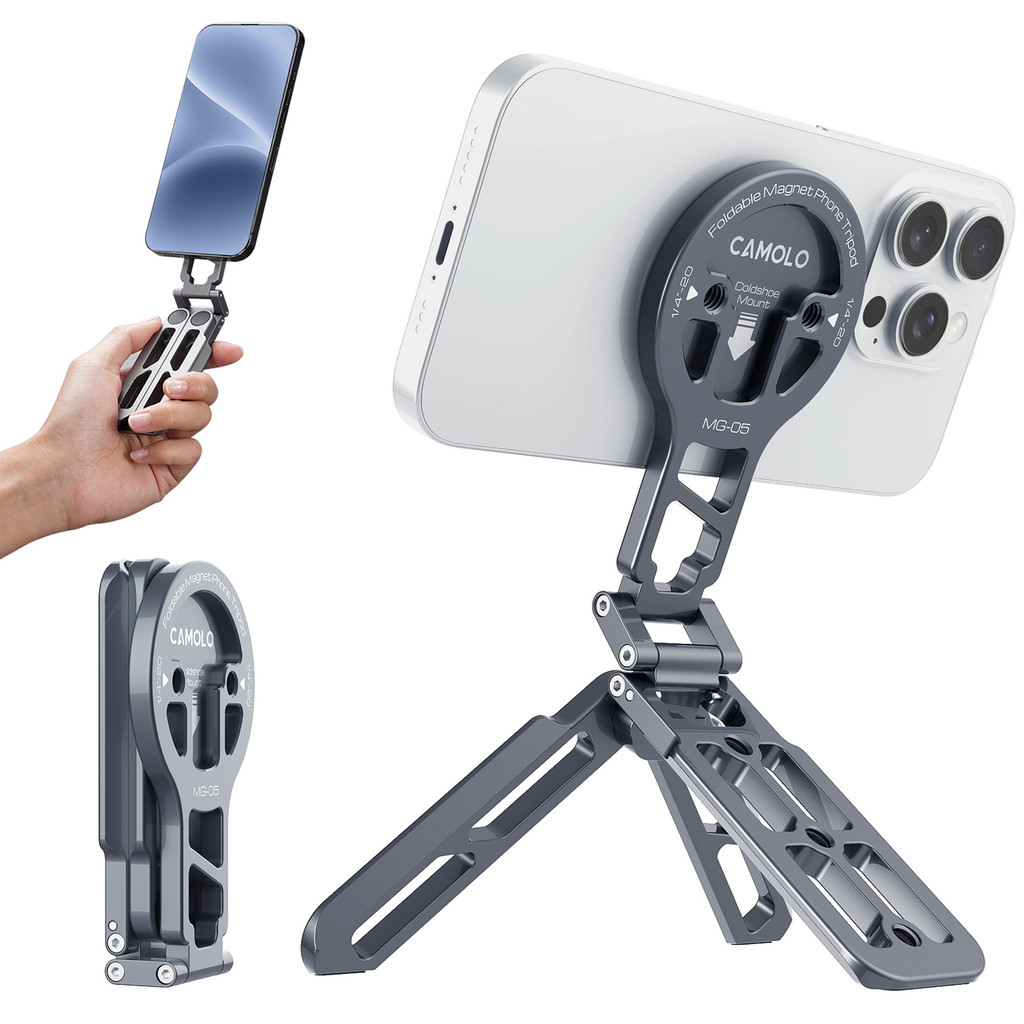 New Foldable Magnetic Tripod w Arca Cold Shoe Handle Desk Phone Stand ...