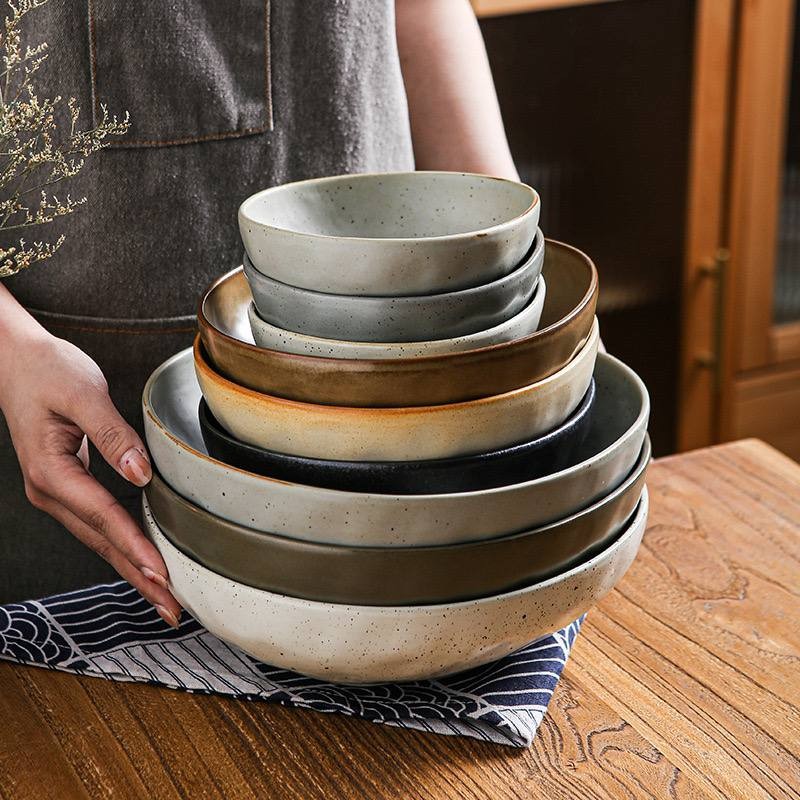 Kitchen Plus Japanese Retro Coarse Pottery Ceramic Tableware Serving ...