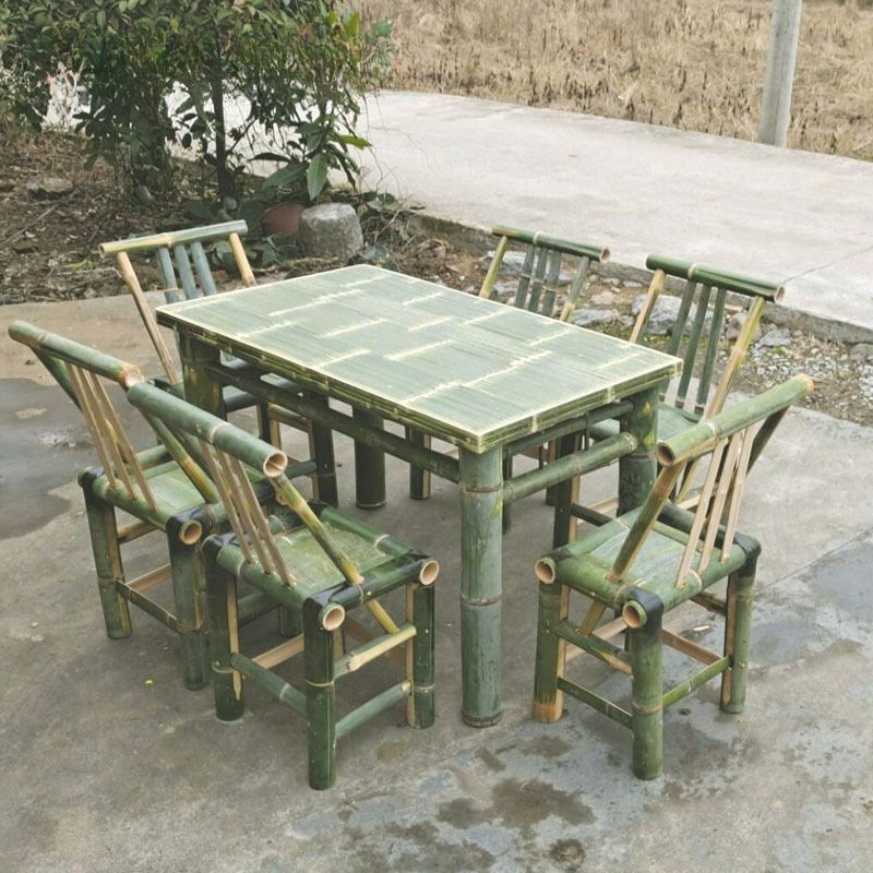 Bamboo Table Dining Table Square Restaurant Hot Pot Restaurant Bamboo ...