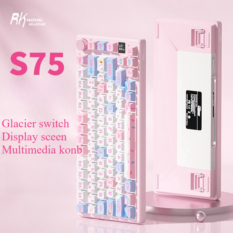 RK S75 Office 3 Mode Mechanical Keyboard Bluetooth Wireless RGB Light