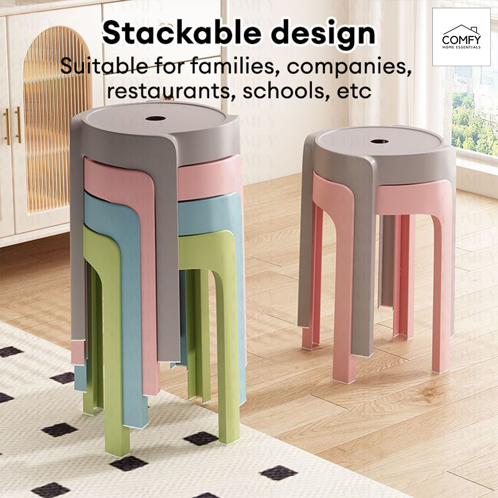 Stackable Plastic Stool Bench Nordic Style Chair Household Tournado ...