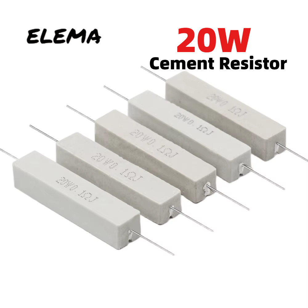 2Pcs 20W Cement Resistor 0.1R 0.33R 2R 3.3R 4.7R 5R 10R 30R 47R 100R ...