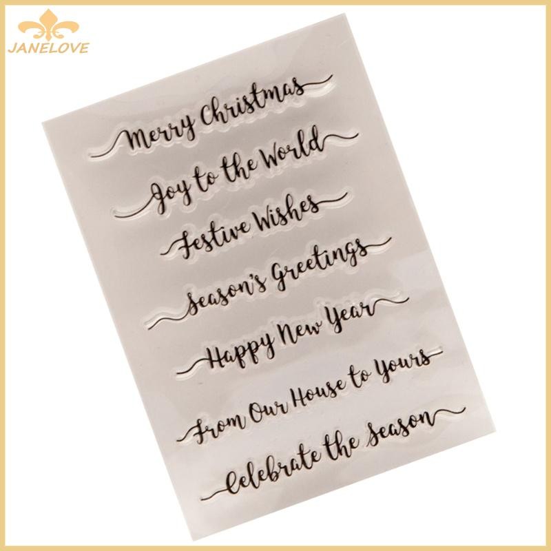 JLOVE Silicone Stamp Blessing Word Clear Stamp Merry Christmas ...