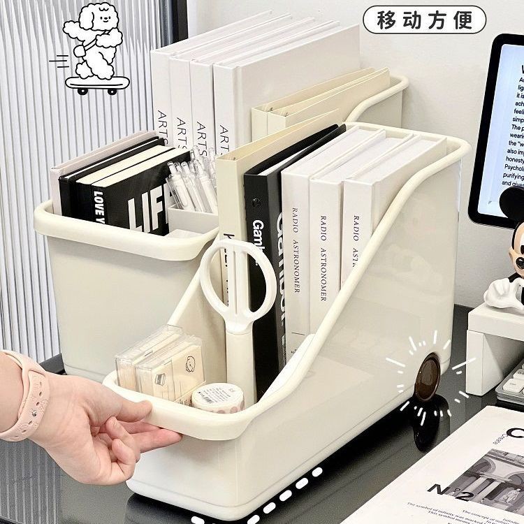 Pull-out Bookend Bookshelf Desktop Book Student Storage Office Shelf ...