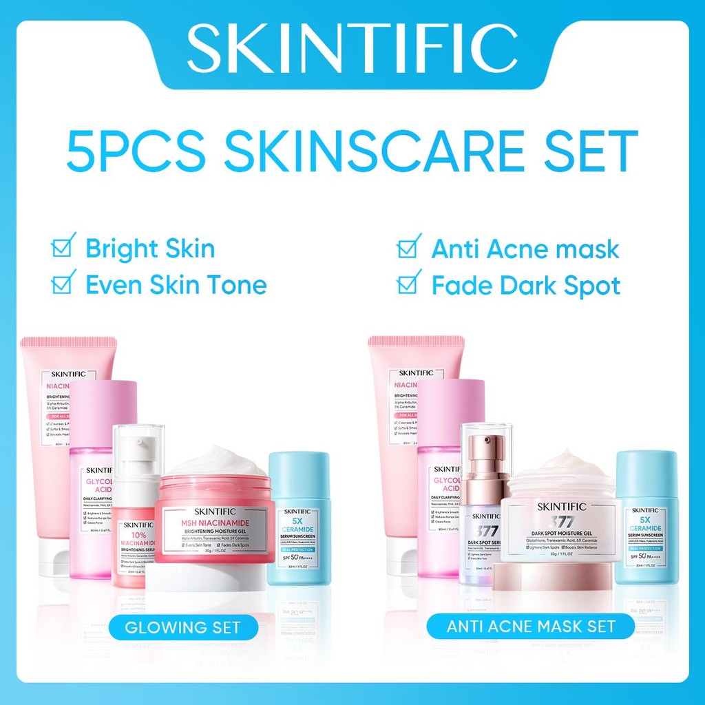 [Bestseller] SKINTIFIC 5PCS with Cleanser+Toner+Serum+Moisturizer