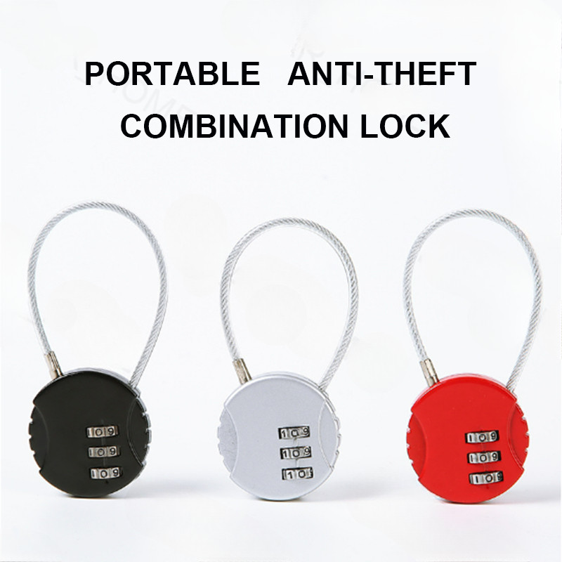 Silver Wire Rope Digit Padlock Travel Smart Combination Lock Suitcase ...