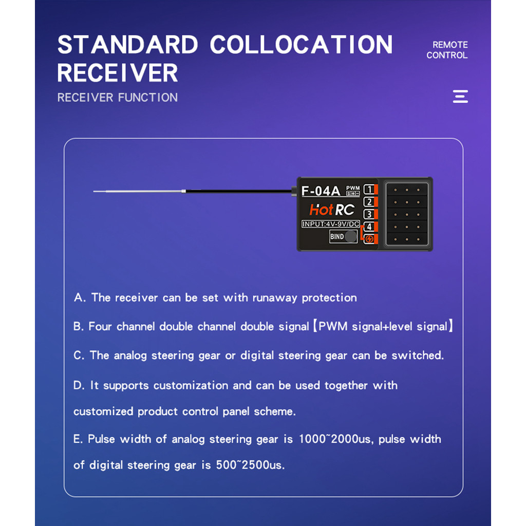 HotRC DS-4A Single Hand Transmitter 2.4GHZ 4CH With F-04A Receiver For ...
