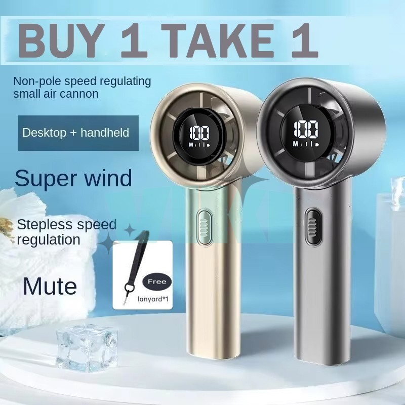 【BUY 1 TAKE 1】Turbo Mini Fan Rechargeable Fan With Digital Display Long ...
