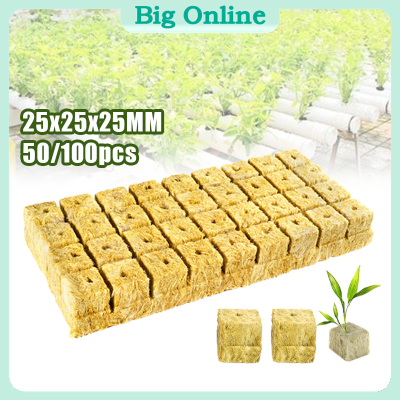 100pcs Planting Sponge Rock Wool Starter Block Hydroponic Grow Media ...