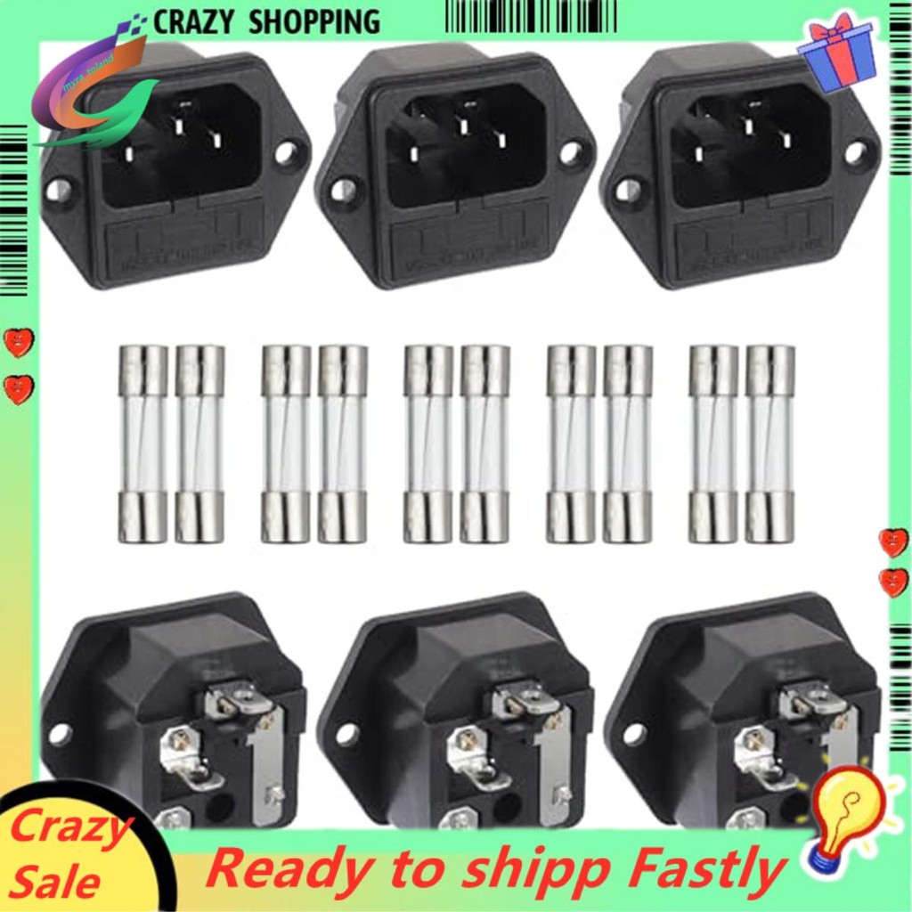 ABS Black AC 250V 10A 2 in 1 Mount Inlet Module Plug Socket Power Entry ...
