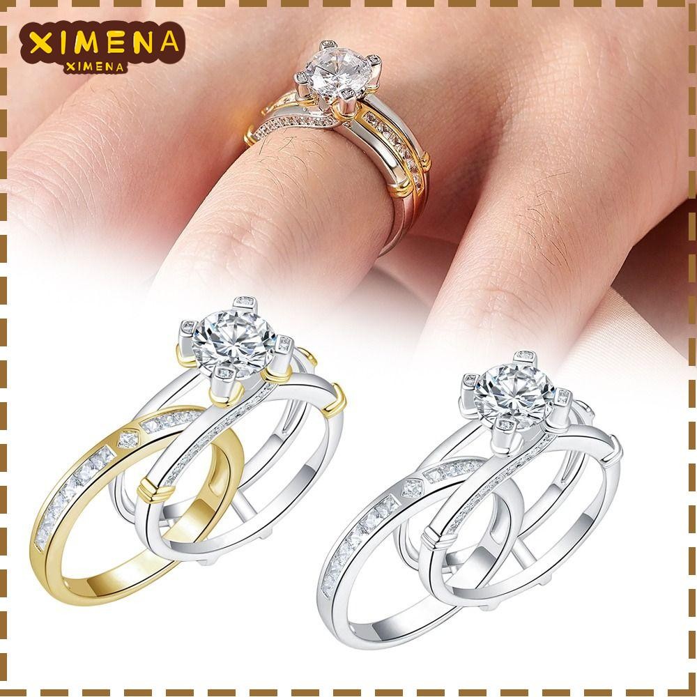XIMENA Engagement Ring Set, Wedding Promise Engagement Shiny Full ...