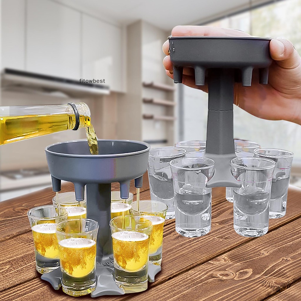 Fbph Liquor Dispenser 6 Shot Glass Dispenser Holder Drinking Games Tools for Party QDD Shopee