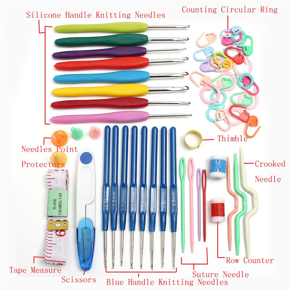 ♚WM♚ 16 sizes Crochet hooks knitting Craft Case crochet set Knitting ...