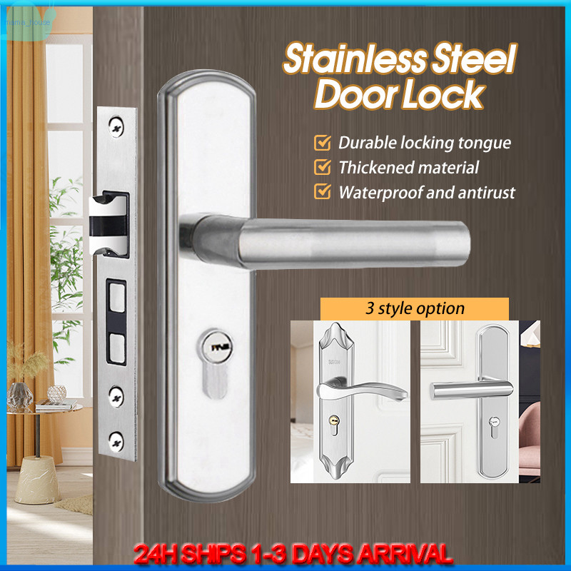 304 Stainless Steel Double Lock Door Knob Set European Style Bedroom ...