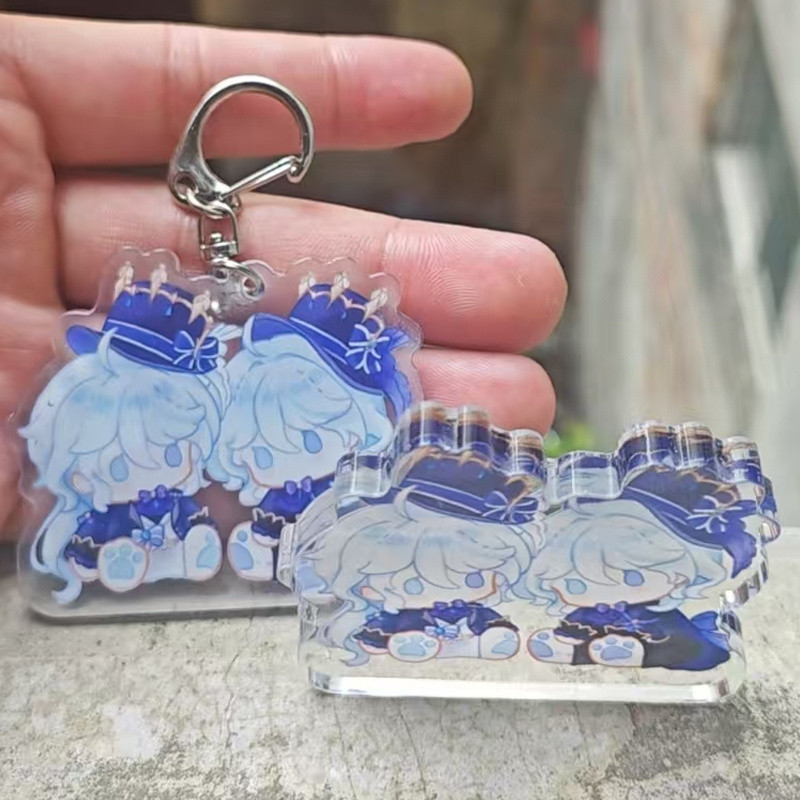 Set Accessoires Genshin Furina Focalors – Collier, Badge, Porte-clés En Alliage Bleu Cristal - 3
