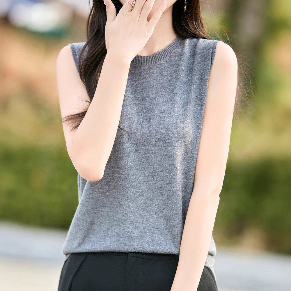 2025 Spring Summer Lightweight Breathable Round Neck Knitted Small