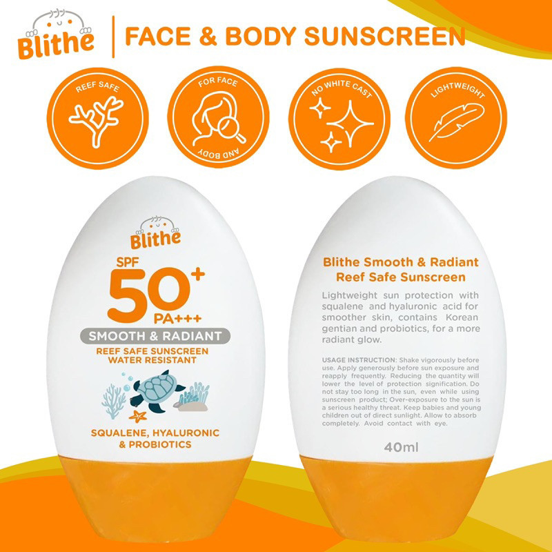 Blithe face and body sunscreen sunblock spf50+ kids lightweight uv ...