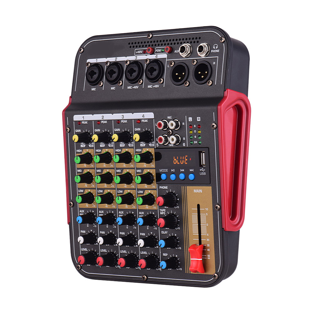 TM4 Digital 4-Channel Audio Mixer Mixing Console Built-in 48V Phantom ...