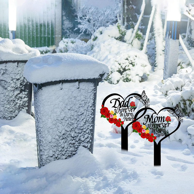 2025 Cemetery Memorial Heart Shape Stake Garden Yard Signs Grave Marker ...