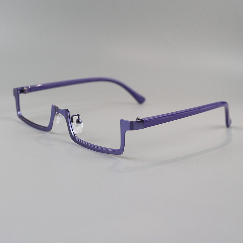 Cyberpunk style wine red half frame glasses Female retro Sweet Cool ...