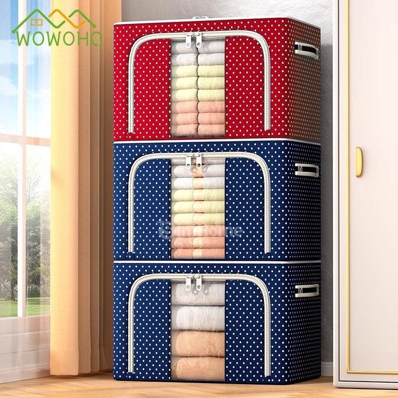 Oxford Cloth Clothes Steel Frame Transparent Storage Box Bed Sheet ...