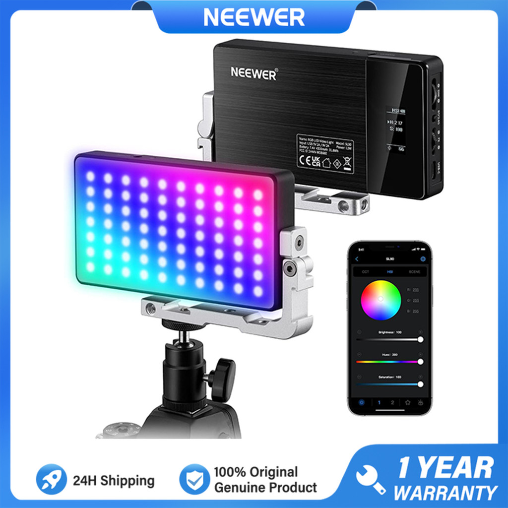 Neewer SL90 RGB Video Light 2500-10000K CRI97+ APP Control 18 Scenes ...
