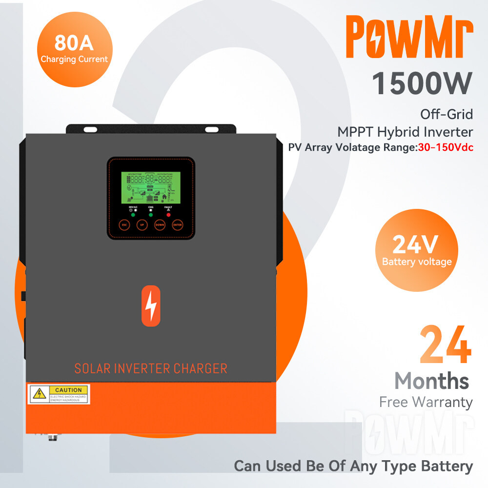 【Local Delivery】PowMr 1.5KW 24V Hybrid Solar Inverter 230Vac PV Start ...