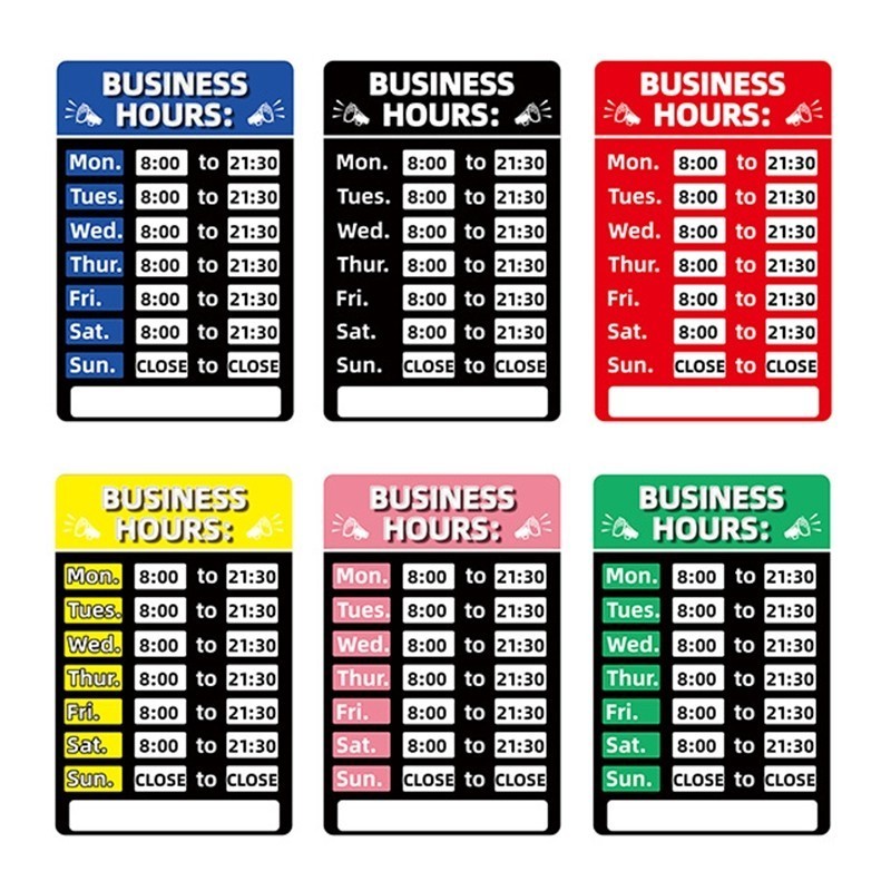 Business Hours Signage Ideal for Restaurants Shops and Offices Erase ...