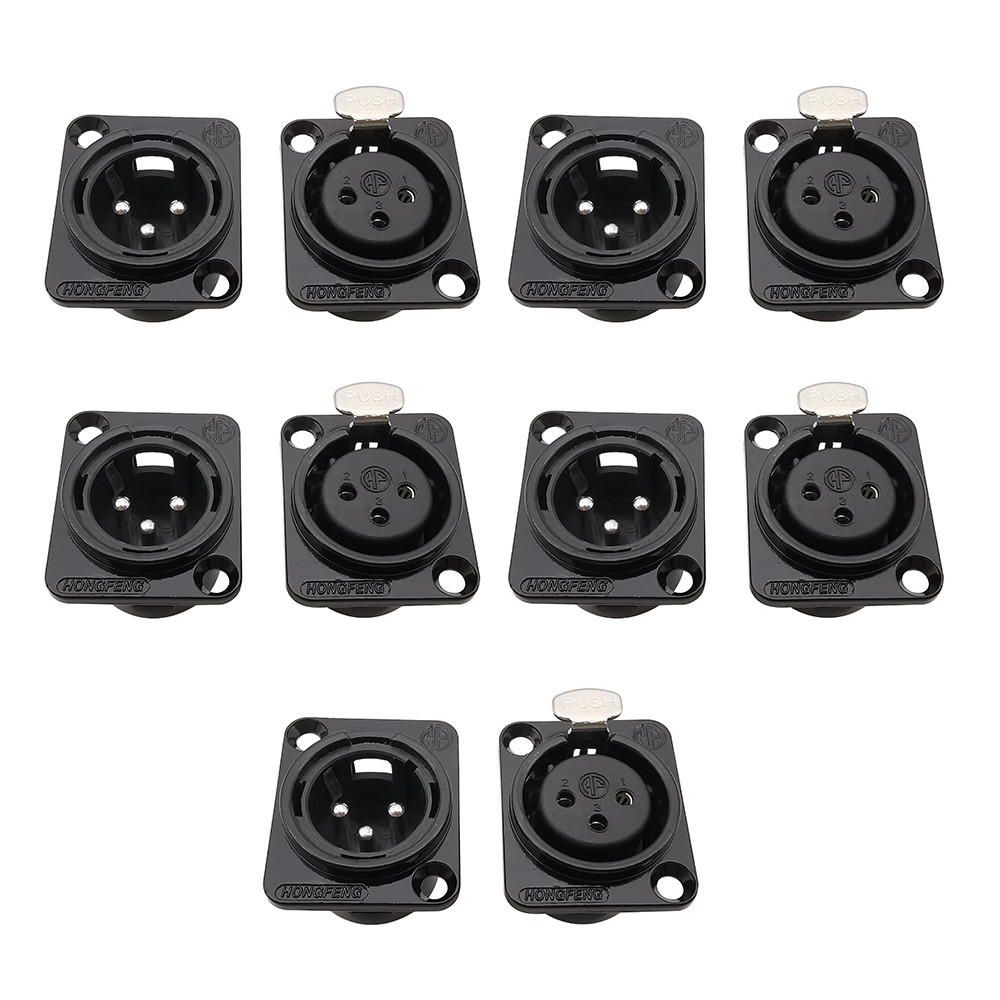 10Pcs XLR Connector 3Pin Panel Mount Chassis Socket Male Plug Female ...