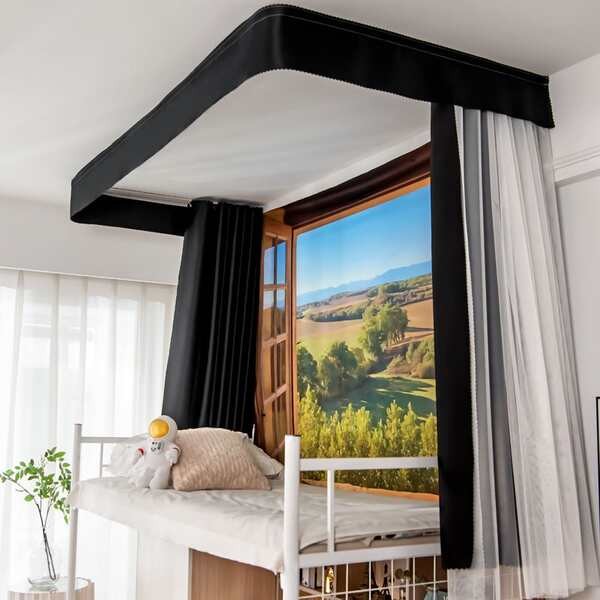 double deck curtain plain bed curtain dormitory curtain for double deck