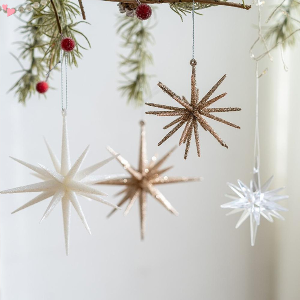 Glitter Star Ornaments Large Hanging Christmas Tree Decoration Ornament ...