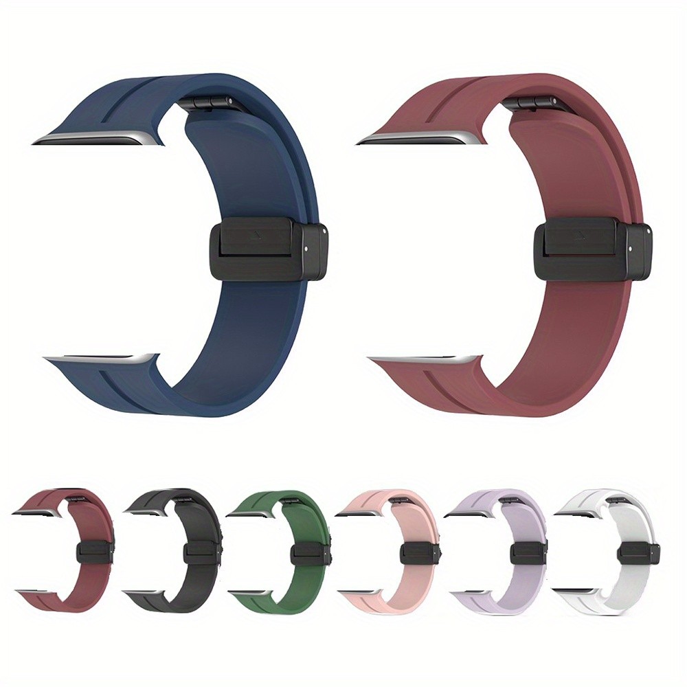 Silicone Magnetic Buckle Watch Strap For Watch Series 10  SE Soft Watch Strap For iWatch Ultra 49mm 45mm 44mm 46mm 42mm 41mm 40mm