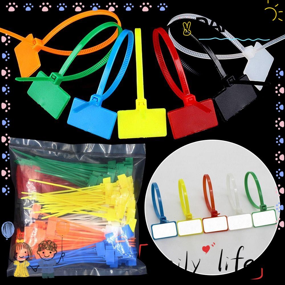 DAPHNE 100pcs Cable Ties Plastic Label Tag Labels Self-locking Zip Ties ...