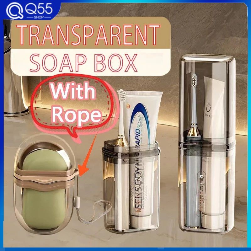 New Transparent Soap+Toothbrush Organizer Travel Case Mouthwash Cup ...