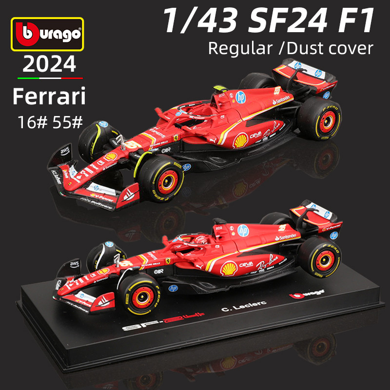 Bburago 1:43 Ferrari SF24 F1 Car Model 2024 Season 16# Leclerc 55 ...