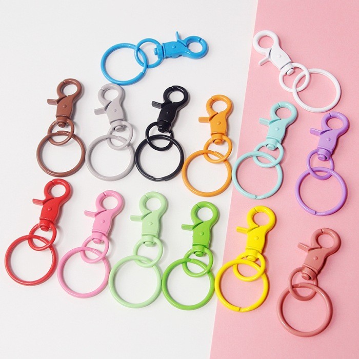 DIY Accessories Buckle with Aperture Metal Color Paint Keychain Bag ...