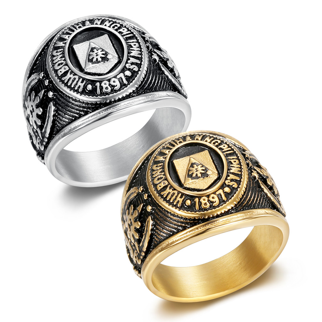 Stainless Steel AFP Golden Plated Solid Bull Ring for Men Size 7-13 ...
