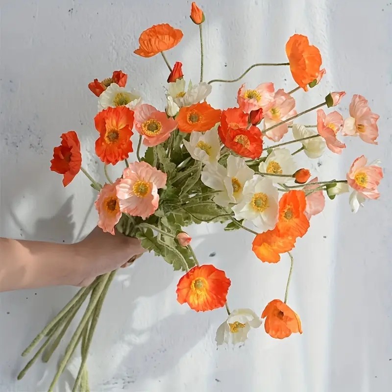 60cm Flocking poppy artificial flower poppy artificial flower wedding ...