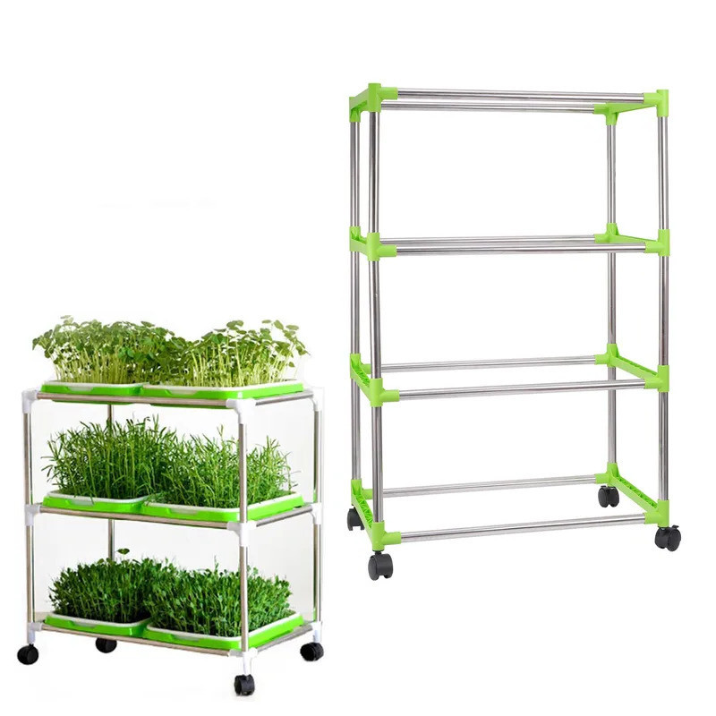 Bean Sprout Nursery Tray Shelf with Universal Wheel Stainless Steel ...