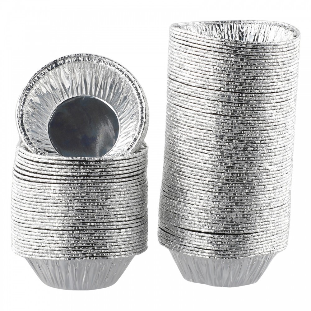 Egg Tart Mold 3" Mini Plate DIY Pot Pudding Disposable Pie Tool Silver