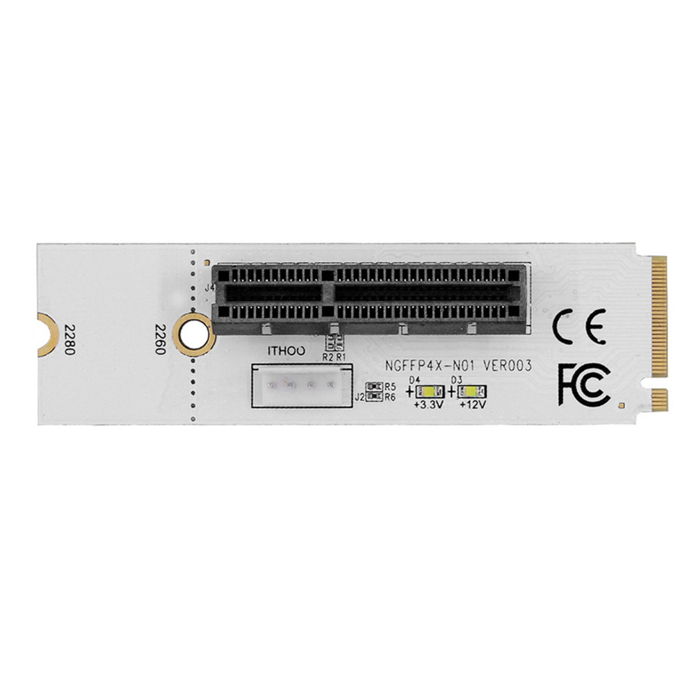 NGFF M.2 to PCI-E 4X Riser Card M2 Key M to PCIE X4 Adapter with LED ...