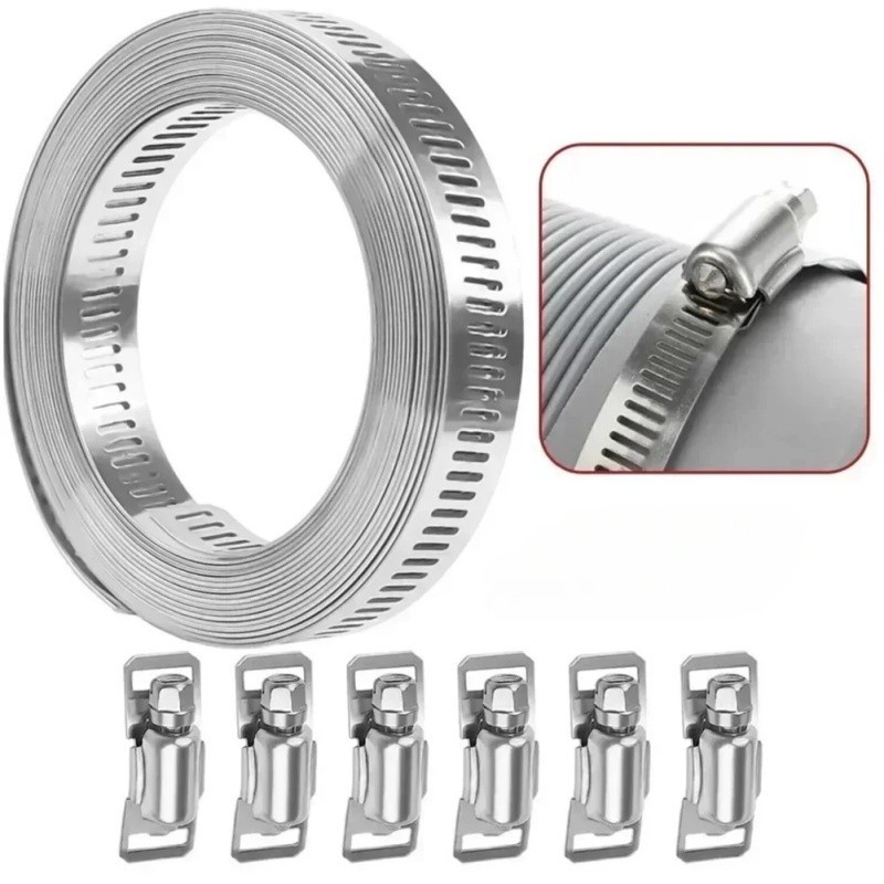 304 stainless steel full teeth steel belt self-made American hose hoop ...