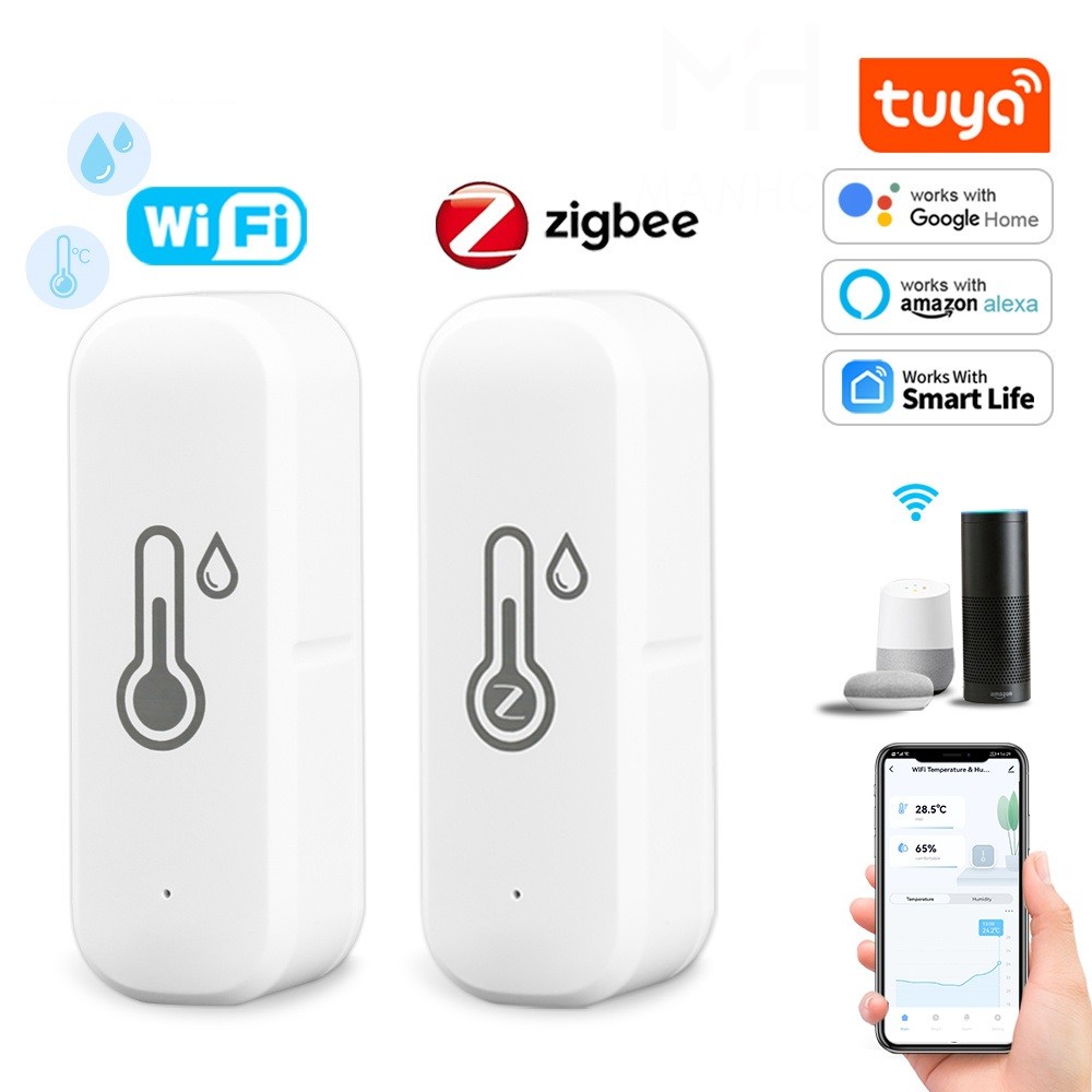 Tuya Zigbee/Wifi Smart Temperature And Humidity Sensor Battery Powered ...