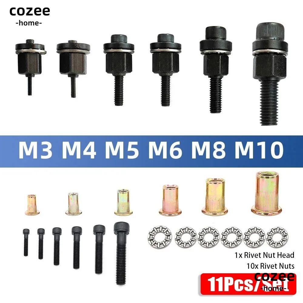 COZEE 11Pcs/Set Manual Riveter Tool, M3 M4 M5 M6 M8 M10 Mandrel Staple ...
