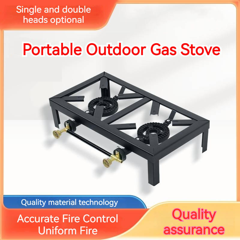 Gas Stove Single/Double Head Portable Outdoor Gas Stove Tabletop Fiery