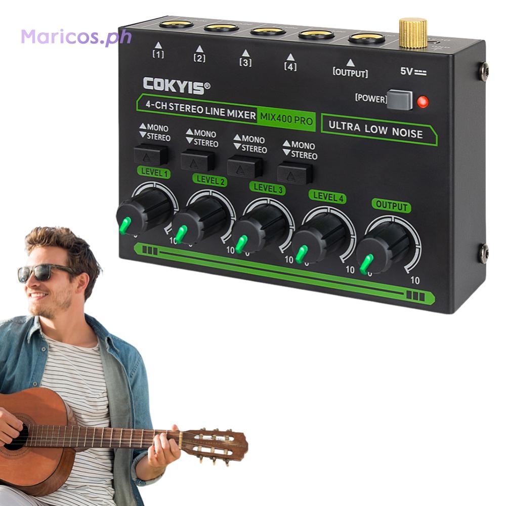 4 Channel Ultra Low Noise Stereo Line Mixer Mini Audio Mixer for Club ...