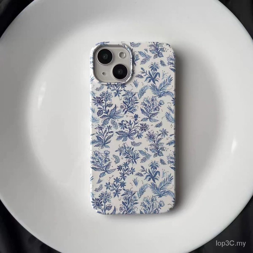 Full Screen Blue Floral Apple Protective Shell Suitable iPhone 15Pro XS ...