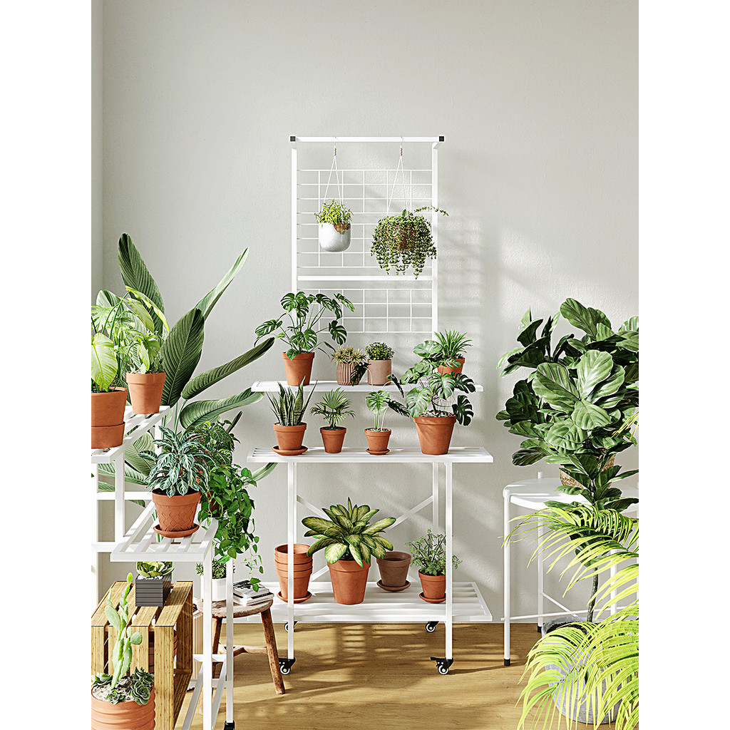 Wrought Iron Climbing Vine Movable Flower Stand Balcony Storage Rack ...